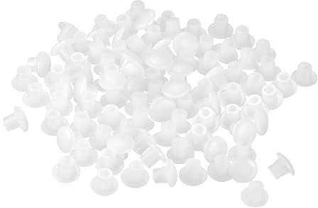 sourcing map Screw Hole Plugs, 5mm(3/16) Dia PP Snap in Shelf Button Flush Type Caps for Furniture Cabinet Cupboard, Clear White 96 Pcs