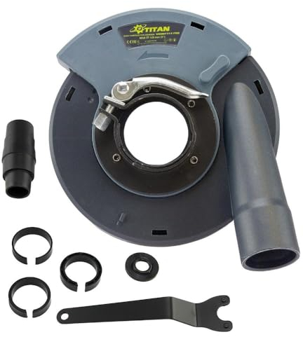 Titan USSM111-5 Pro - Absaughaube für Winkelschleifer - Staubschutz mit Bürstenkranz für Diamantschleiftopf - für Winkelschleifer bis 125mm - Schnellspannsystem