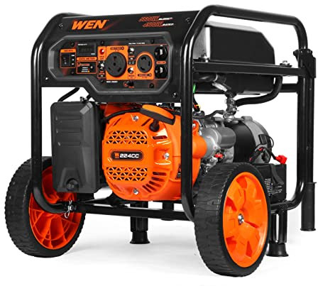 WEN Tragbarer Generator, 5600 W, Elektrostart, 224 cc Transferschalter und Wohnmobil-bereit mit CO-Abschaltsensor (GN5602X)