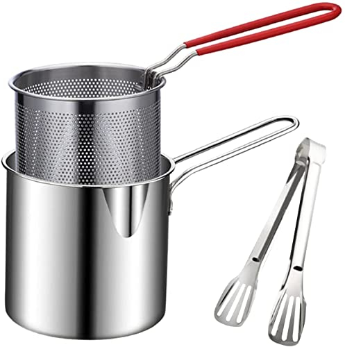 Friggitrice in acciaio inossidabile, Mini friggitrice in acciaio inossidabile, Piccola friggitrice a risparmio di olio in stile giapponese, set di friggitrici, pesce, patatine e braciole di pollo (A)