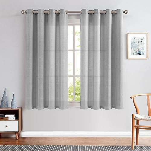 TOPICK Grau Vorhänge 145H x 130B cm 2 Stücke Blickdicht Gardinen mit Ösen Lichtfilterung Privarsphäre Ösenvorhang für Wohnzimmer Schlafzimmer