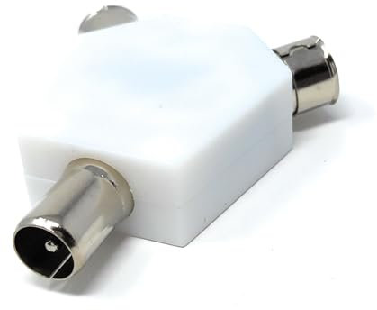 DRUT TV Aerial Antenna Coax Splitter 1 x IN Male to 2 x OUT Female Cable Adapter