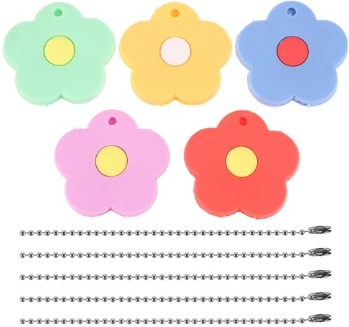 DIYEAH 5pcs Silicone Flower Key Covers Caps - Colorful Petal Key Protectors for House (4x4cm) - Cute Decorative Covers with Easy Identification