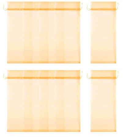 Rumyve 10 x Organza-Weinbeutel, Weinflaschen-Geschenkbeutel, Kordelzug, wiederverwendbar, Weinflaschenverschluss, Hochzeit, Geburtstag, Party, Festival, Geschenk, Dekoration, gold, Taschen-Organizer