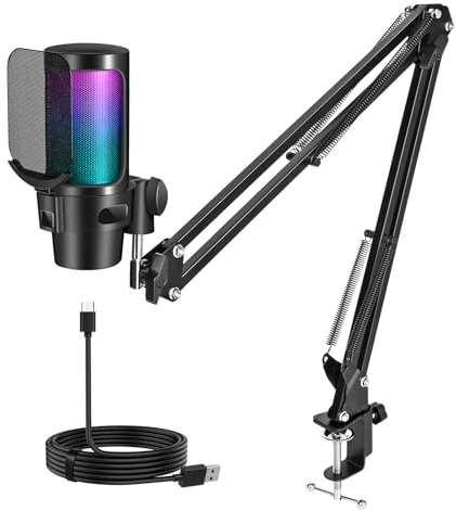 Diealles Shine PC Gaming Mikrofon USB Mit Arm, Stummschalttaste, Für MAC PS4 PS5, Podcast Streaming Studio