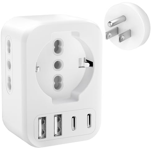 Clomnpe Adattatore USA Italia con 2 Prese IT e 1 Presa Schuko, 7 in 1 Adattatore Presa Americana, Adattatori da Viaggio USA, Adattatore USA Europa/Italia per Stati Uniti, Canada, Messico, Spina Tipo B