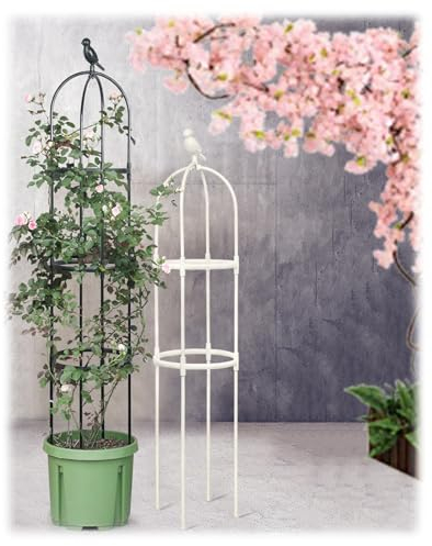 Garten Rankhilfe Tomatenkäfig Ranksäule Pflanzenstütze Obelisk Garten Decoration Klettergerüst Spalier1.8m 2.3m 2.8m 3.3m Rankgitter Kletterhilfe Kletterpflanzen, Tomaten, Rosen(Color:Schwarz,Size:ID5