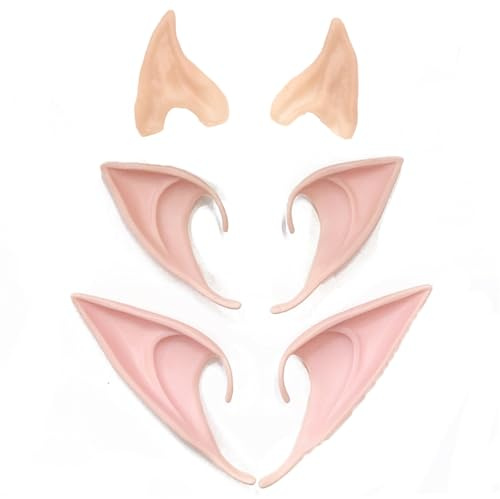 3 Paar Elfenohren Fairy Pixie Elf Ohren für Erwachsene Party Elfen Ohren Cosplay Kostüm für Halloween Karneval Cosplay Party (Hautfarbe)