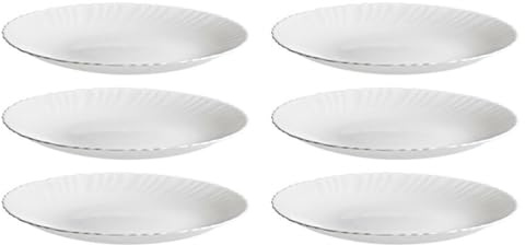 Acan Tradineur - Pack de 6 Platos llanos modelo Titan - Fabricado en Vidrio Opal - Moderno diseño ondulado - Ideal para cenas familiares y eventos - Ø 27 x 2,7 cm