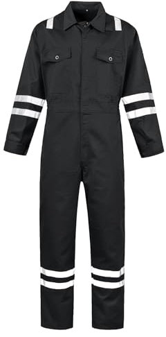 SUSHIMIAN Arbeitsanzug Arbeitsoverall für Herren Damen Reflektierende Overall Arbeitskleidung Rallyekombi Arbeits-Overalls mit Vielen Taschen, Schwarz, S