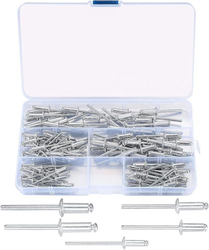 Pop Blind Rivets Kit,120PCS Aluminum Pop Rivets Assortment 3.2mm,4mm Head Rivets for Sheet Metal, Industry,Plastic with Storage Box