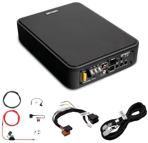 Option DRIVE7.6UA Kit für Fahrzeuge mit ISO-Anschluss - Aktiver Untersitz-Subwoofer im Set mit Plug & Play Anschluss für ISO-Anschluss