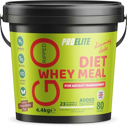 Diet Whey Ultralean Meal Replacement Shake Powder, 4.4kg, High Protein Shake Powdered Drink Mix, Low Calorie Diet & Weight Control Powder by PROELITE (4.4kg, Chocolate)