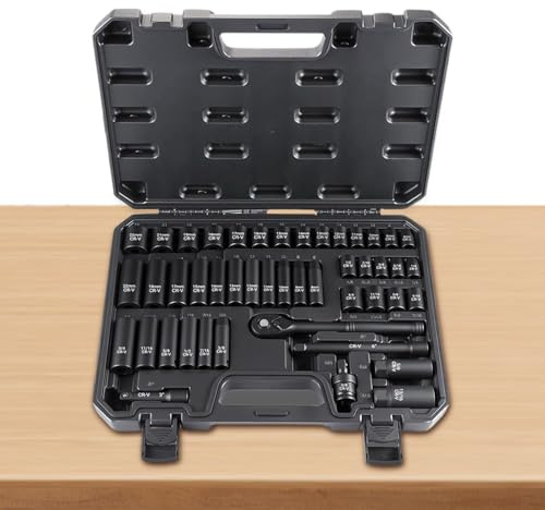 Juego De Dados De 9.5 Mm | Juego De Herramientas Industriales De Mantenimiento 47 Piezas,Llave De Vaso Con Accesorios Y 72 Dientes Para Taller Mecánico, Hogar, Fontanería Y Reparación De