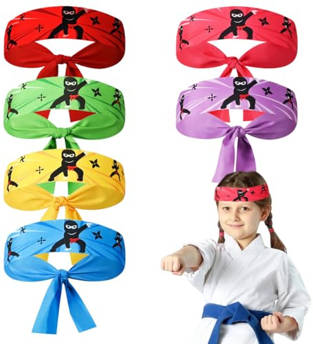 HAZMA 6 Stück Ninjas Party Stirnband, Kinder Kopfband, Ninjago Geburtstagsdeko,Ninja Stirnband,Kinder Geburtstagsdeko Ninja Gastgeschenke Für Karate,Thema Party(6 Farben) Exzellent