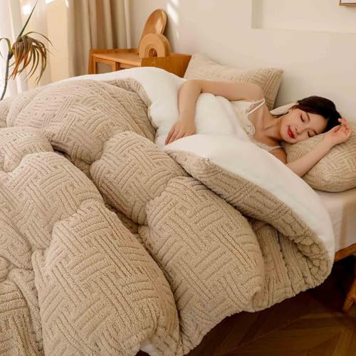 YSZBD Coperta Calda Imbottita Invernale Letto Matrimoniale Trapunta Invernale Matrimoniale Agnello Trapunte Invernali Pesanti in Lana d'Agnello(#5,150x200cm-2kg)