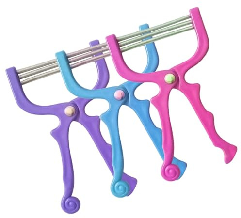 STOBAZA Frühlings Gesichtshaarrasierer 3 Stück Tragbarer Gesichtshaarentferner für Stirn Wangen Oberlippe Schmerzfreier Spring Hair Remover aus Kunststoff und Metall