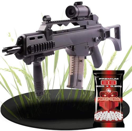 Fritz-Cell Set Airsoft Gewehr Elektrische Softair Waffe <0,5 Joule 6 mm inkl. 500 Premium BB's 0,20g Munition (DLV36)