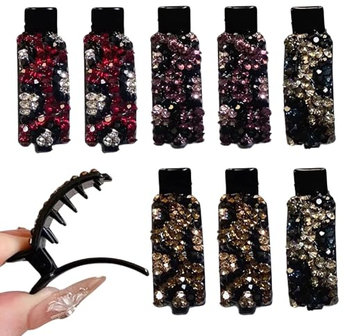 Fermaglio Per Capelli Con Cristalli Stile Vintage da Sposa con Presa | 8 Capelli con Strass Per Lavoro Viaggi Appuntamenti Trucco Feste Natale Casa Famiglia Salon