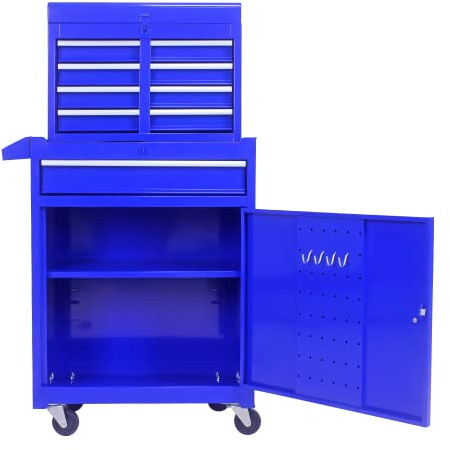 muenfly Armoire à outils, avec 5 tiroirs, sur roulettes, mobile et sans serrure, orange, armoire de rangement en métal, pour garage et atelier, 58,5 x 102 cm