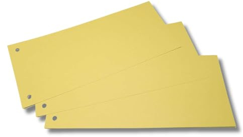 PaperXpert Trennstreifen Gelb x 100 Stück | erhältlich in 7 Farben | Format 10,5 x 24 cm | 190 g/qm Recyclingkarton | für DIN A4 hoch oder DIN A5 quer | Markenqualität - Made in Germany (Gelb)