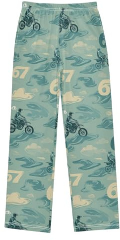 Dirt Bike Jumps with 67 Boys Novelty Pants Long Pant Bottoms for Boys Kids Elastic Waist Lounge Trousers with 2 Pockets 6-8y Multi