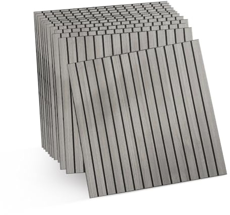 12 Pack 3D Wandpaneele Selbstklebend, Selbstklebende Wandpaneele in Holzoptik, Dekorative PVC Wandverkleidung, Einfach zu Montieren, Schalldämmend für Wohnzimmer & Schlafzimmer (Grau)