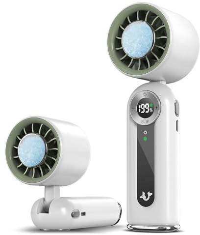 Ventilador Portátil Mano, Silencioso 45dB, 5 Velocidades, LED, Type-C | Luz integrada; mosquetón; carga rápida 3h; compacto. Ideal para viaje, oficina, running y aire libre. Regalo versátil