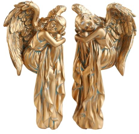 BLWOTMOR Türrahmen Engel Dekoration Aus Kunstharz, Vielseitig Einsetzbar für Schlafzimmer Und Büro, Dekoration für Linke Und Rechte Ecken, Statuen Skulptur