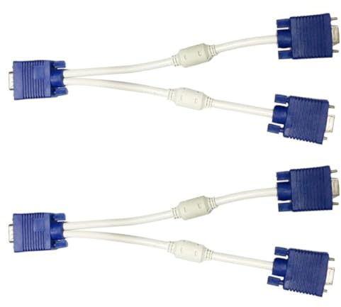 LIFKICH Cable Divisor Vga 2 Piezas 0.3 Metros Adaptador 1 Entrada 2 Salidas Cable Grueso y Flexible para Monitor Doble Pantalla