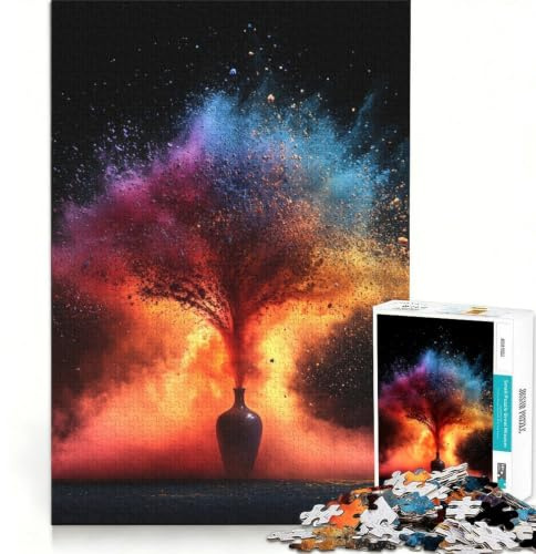 Puzzle Adulte 1000 pièces Vase Explosion de Couleurs, Jeux de Famille, décoration Murale, avec pièces de Formes aléatoires Parfaitement emboîtables 38x52cm