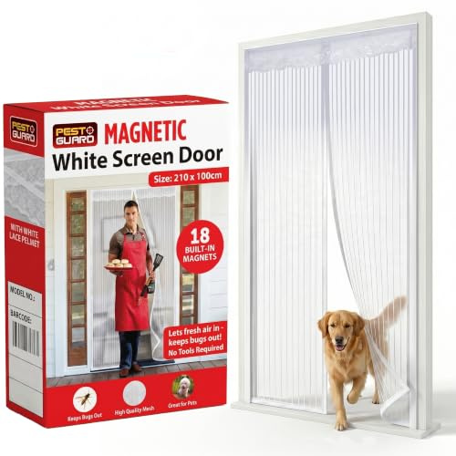 Magnetic Fly Screens for Door | 210x100cm Fly Net with 18 Magnets, Full Frame Magic Tape, Self-Sealing Bug Mesh Curtain, Keeps Mosquito and Fly Out