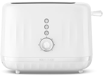 Kenwood Ripple Toaster TCP06.000WH, 2 Slot Toaster with 7 Browning Settings, Reheat, Defrost and Cancel Functions, Pull Crumb Tray, Cord Storage, 850W, Pure White