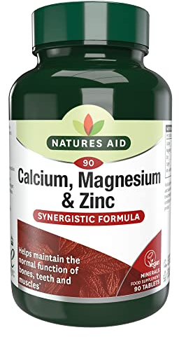 Natures Aid Calcium Magnesium Zinc - Supports Bones Teeth Muscle Function & Immunity - High Potency Natural Immune Health Supplement - Vegan, Non-GMO, Gluten-Free - 90 Tablets