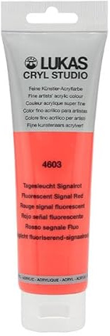 LUKAS Cryl Studio 125 ml, Acrylfarbe in Premium-Qualität, Tagesleuchtfarbe Signalrot
