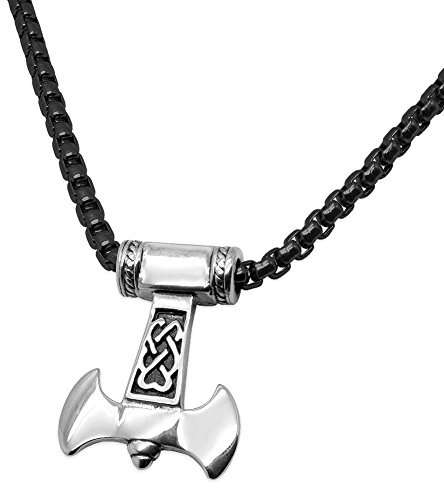 Soul-Cats Thorshammer Streitaxt Anhänger Königskette Mjölnir Hammer Silber schwarz Thor