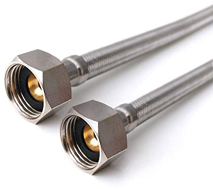 x2 (Pair) 1/2 x 1/2 BSP (600mm) Flexible Pipe Connectors | DIY Bathroom Basin Kitchen Sink Replacement Flexi Hose Pipes Tail | Fits BSP Taps