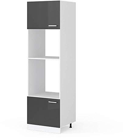 Vicco Armario para microondas R-Line, Antracita Alto Brillo/Blanco, 60 cm
