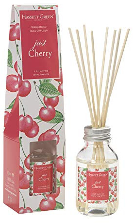 Just Cherry Fragrance Oil Reed Diffuser 100ml - Long Lasting Home Indoor Fragrance - with 8 Rattan Reeds