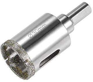 sourcing map Diamond Drill Bit 30mm Glass Hole Saw Core Drill Bit with Spotting Drill Bit for Ceramics Porcelain Tile Bottles Pots Brick