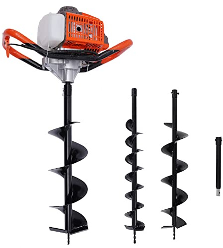 Dyrabrest 71CC Petrol Earth Auger Post Hole Digger Auger with 3 Drills （Ground Drill 4/ 6/ 8 Bits ）+ Extension Bar 12