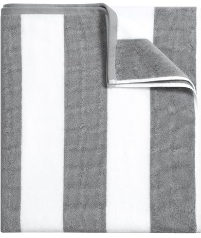 Bornbay Grande telo mare oversize – Telo mare da uomo grande, 101 x 178 cm, extra large spesso grigio, asciugamano da bagno extra large largo e soffice, asciugamano da piscina in cotone a righe