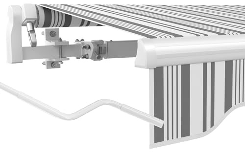 paramondo Gelenkarmmarkise Basic 2000 Markise Sonnenschutz Sichtschutz für Balkon & Terrasse, Vollständig zusammengebaut, 250 x 150 cm (Breite x Ausfall), Multi Weiß-Grau