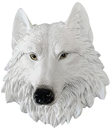 LOVIVER Animal Head Statue Wall Mount Sculpture Art Crafts for Home, White Wolf