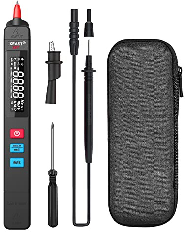 Digitales Multimeter mit 6000 Zählungen, XE-7 Auto Range Stift-Multimeter mit LED-Display und Taschenlampe, Voltmeter, Elektronisches Amperemeter, Durchgangsprüfer, AC/DC, Data Hold