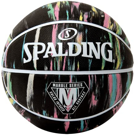 Spalding - Marble Series Black Pastel - Dimensione 5 - Pallacanestro in gomma - Pallacanestro all'aperto - Ottima aderenza - Per bambini