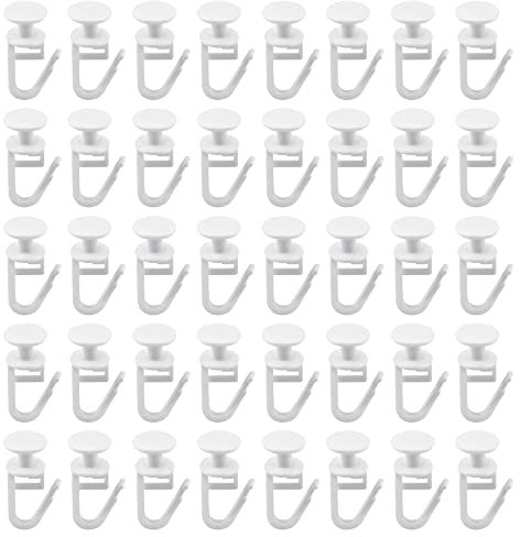 50 ganchos de plástico blanco para cortina, pinzas cortinas, ganchos deslizadores de cortina para ventana, puerta, cortina de ducha