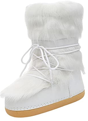 JISADER Botas de Nieve de Invierno para Mujer, cálidas, a la Moda, Antideslizantes, con Cordones, cómodas Botas de esquí, Resistentes al Agua para Senderismo, Estilo a 37-38