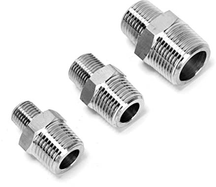piezas de acero inoxidable (1/2 a 1/4)/(1/2 a 3/4)/(1/2 a 3/8) NPT macho para adaptador de grifo, conector adaptador de manguera de aerógrafo-1-2 a 1-4 pulgadas 2 piezas