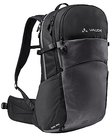 VAUDE Wanderrucksack Wizard Schwarz 24+4, wasserabweisender Rucksack Damen & Herren, komfortabler Trekkingrucksack mit durchdachtem Tragesystem & praktischer Fächeraufteilung